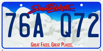 SD license plate 76AQ72