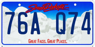 SD license plate 76AQ74
