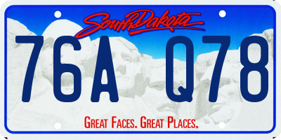 SD license plate 76AQ78