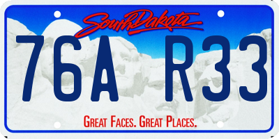 SD license plate 76AR33