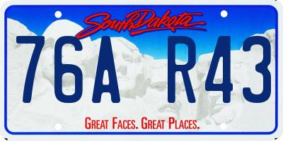 SD license plate 76AR43