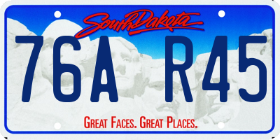 SD license plate 76AR45