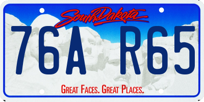 SD license plate 76AR65