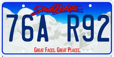 SD license plate 76AR92