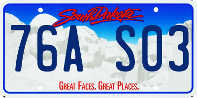 SD license plate 76AS03