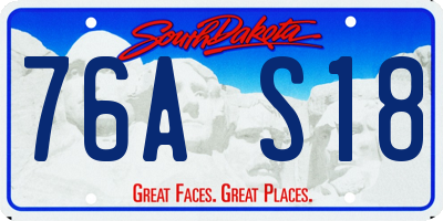 SD license plate 76AS18