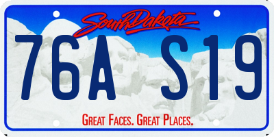 SD license plate 76AS19