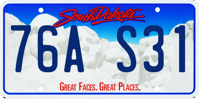 SD license plate 76AS31