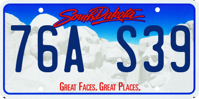 SD license plate 76AS39