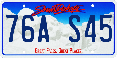 SD license plate 76AS45