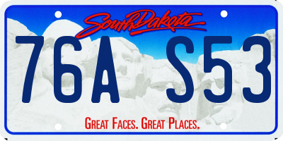 SD license plate 76AS53