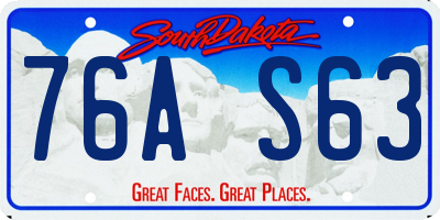 SD license plate 76AS63