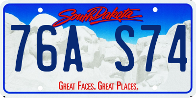 SD license plate 76AS74