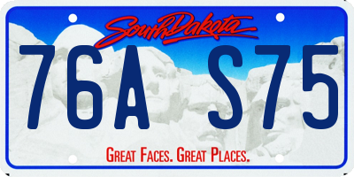 SD license plate 76AS75