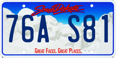 SD license plate 76AS81
