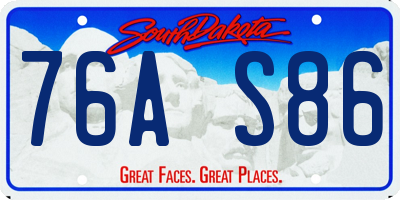 SD license plate 76AS86