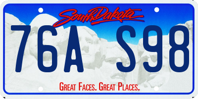 SD license plate 76AS98