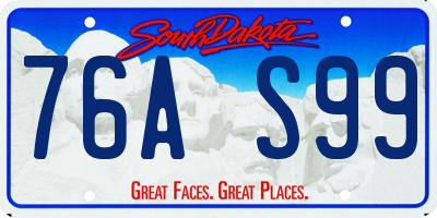 SD license plate 76AS99