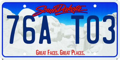 SD license plate 76AT03