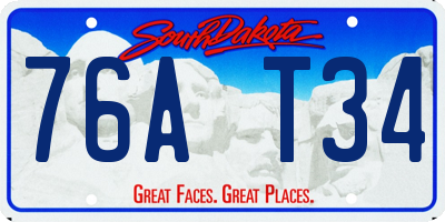 SD license plate 76AT34