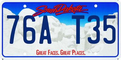 SD license plate 76AT35