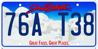 SD license plate 76AT38