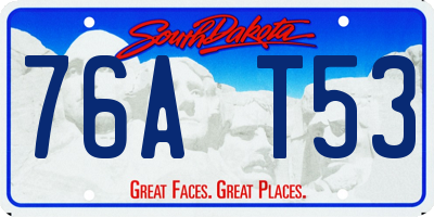 SD license plate 76AT53