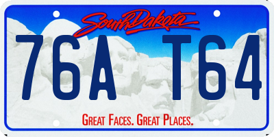 SD license plate 76AT64