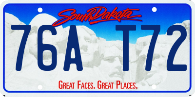 SD license plate 76AT72
