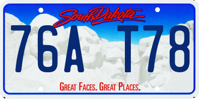 SD license plate 76AT78