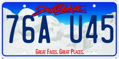 SD license plate 76AU45