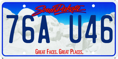 SD license plate 76AU46