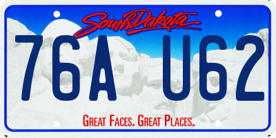 SD license plate 76AU62