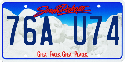 SD license plate 76AU74