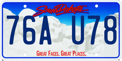 SD license plate 76AU78