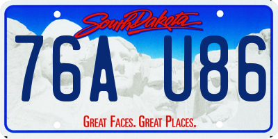 SD license plate 76AU86