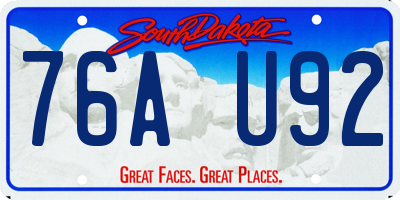 SD license plate 76AU92