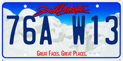SD license plate 76AW13