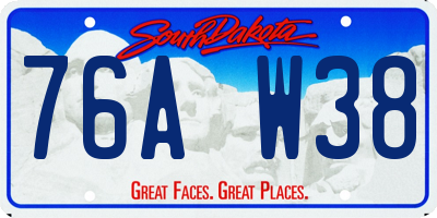 SD license plate 76AW38
