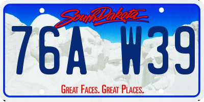 SD license plate 76AW39