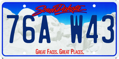 SD license plate 76AW43