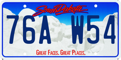 SD license plate 76AW54