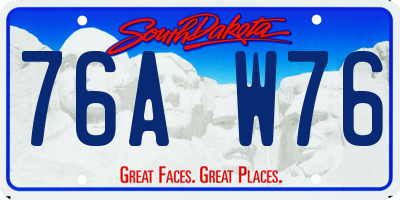 SD license plate 76AW76