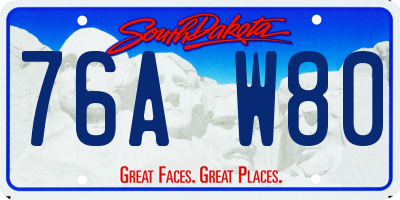 SD license plate 76AW80