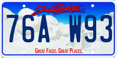 SD license plate 76AW93