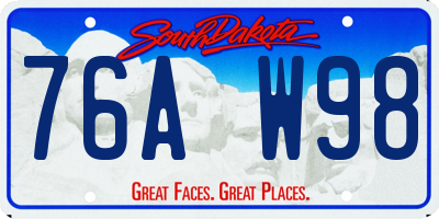 SD license plate 76AW98