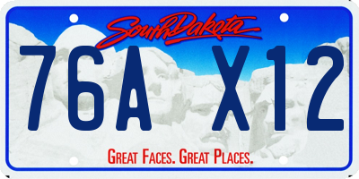 SD license plate 76AX12