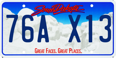 SD license plate 76AX13
