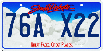 SD license plate 76AX22