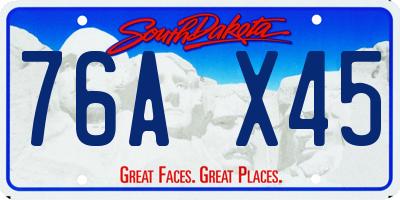SD license plate 76AX45